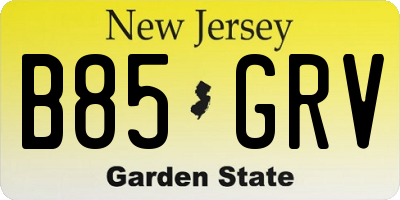 NJ license plate B85GRV