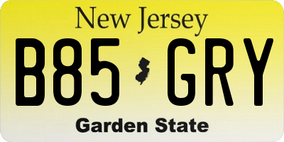 NJ license plate B85GRY