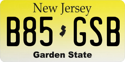 NJ license plate B85GSB