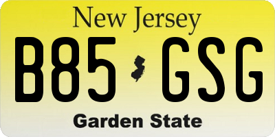 NJ license plate B85GSG