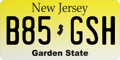 NJ license plate B85GSH