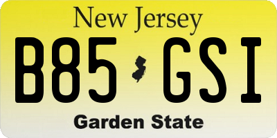NJ license plate B85GSI