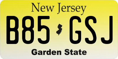 NJ license plate B85GSJ