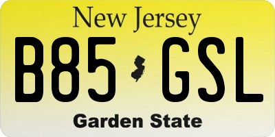 NJ license plate B85GSL
