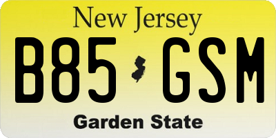 NJ license plate B85GSM