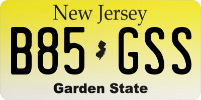 NJ license plate B85GSS