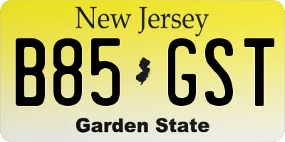 NJ license plate B85GST