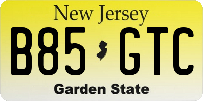 NJ license plate B85GTC