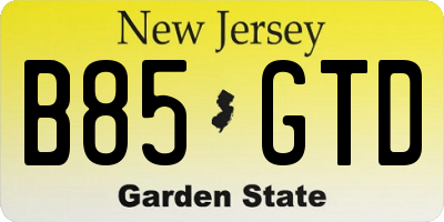 NJ license plate B85GTD