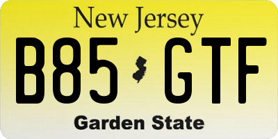 NJ license plate B85GTF