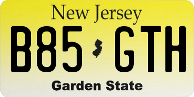 NJ license plate B85GTH