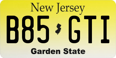NJ license plate B85GTI