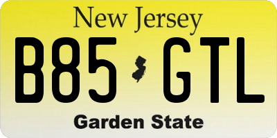 NJ license plate B85GTL
