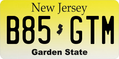 NJ license plate B85GTM