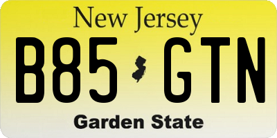 NJ license plate B85GTN
