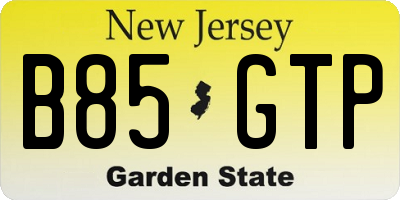 NJ license plate B85GTP