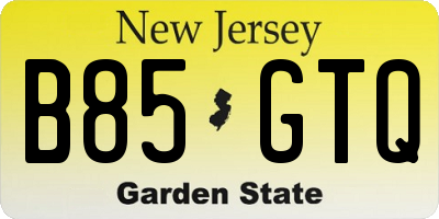 NJ license plate B85GTQ