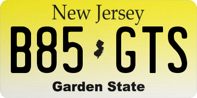 NJ license plate B85GTS