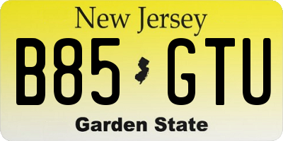 NJ license plate B85GTU