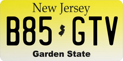 NJ license plate B85GTV