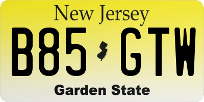 NJ license plate B85GTW