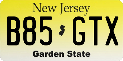 NJ license plate B85GTX
