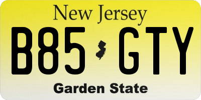 NJ license plate B85GTY