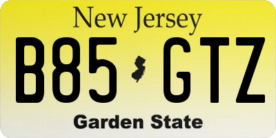 NJ license plate B85GTZ