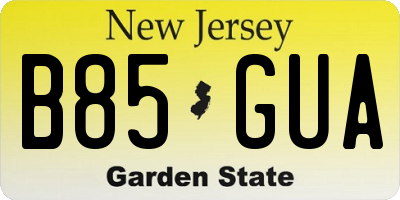 NJ license plate B85GUA