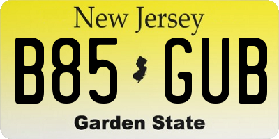 NJ license plate B85GUB