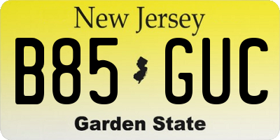 NJ license plate B85GUC