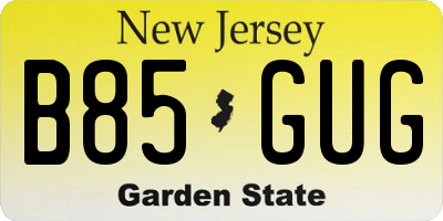 NJ license plate B85GUG
