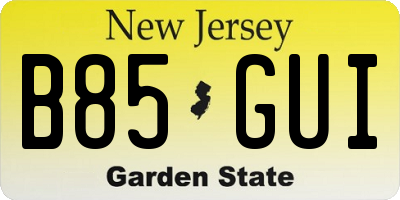 NJ license plate B85GUI