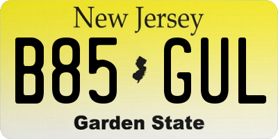 NJ license plate B85GUL