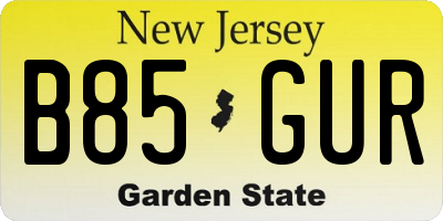 NJ license plate B85GUR