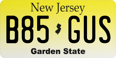 NJ license plate B85GUS