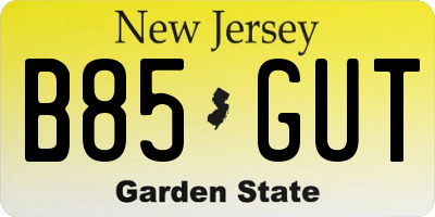 NJ license plate B85GUT