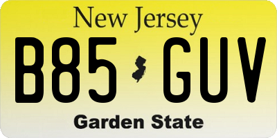 NJ license plate B85GUV