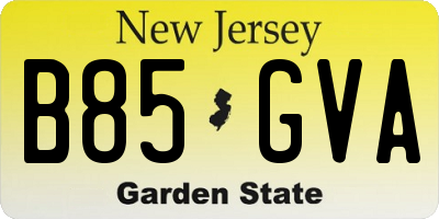 NJ license plate B85GVA