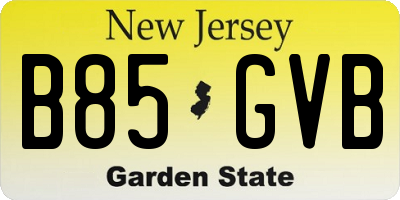 NJ license plate B85GVB