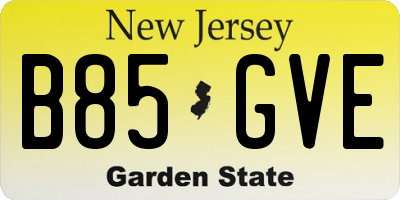 NJ license plate B85GVE