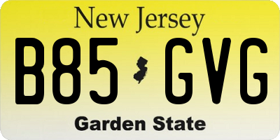 NJ license plate B85GVG