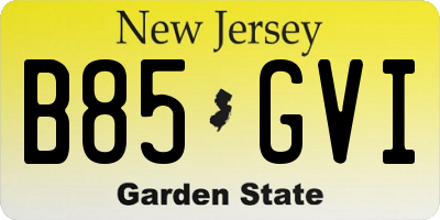 NJ license plate B85GVI