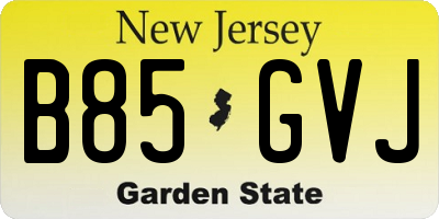 NJ license plate B85GVJ