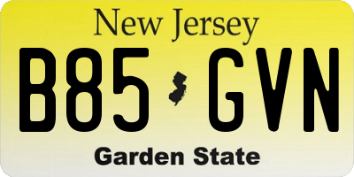 NJ license plate B85GVN