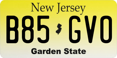NJ license plate B85GVO