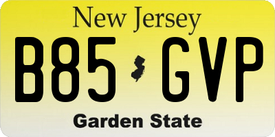 NJ license plate B85GVP