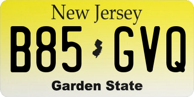 NJ license plate B85GVQ