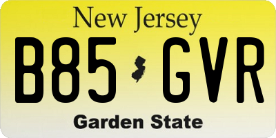 NJ license plate B85GVR