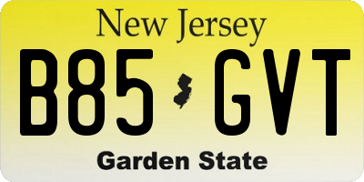 NJ license plate B85GVT